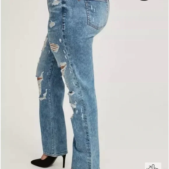 Torrid High Rise Distressed Blue Jeans- BNWT- size 24W - Picture 4 of 8
